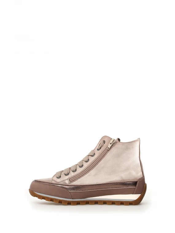 Sneaker alta beige in nappa