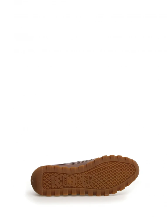 Sneaker alta beige in nappa