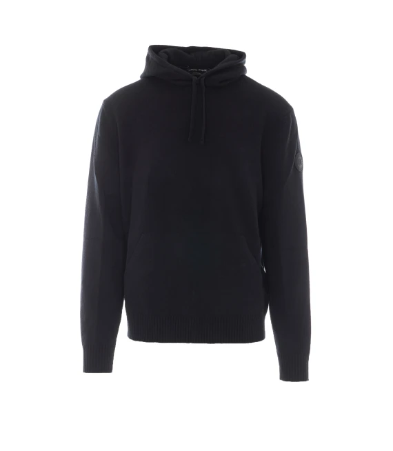 Felpa con cappuccio in lana merino nera Zinnia Knit Canada Goose
