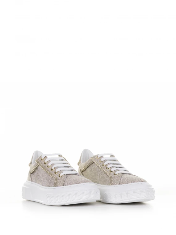 Canvas sneakers with rhinestone profiles