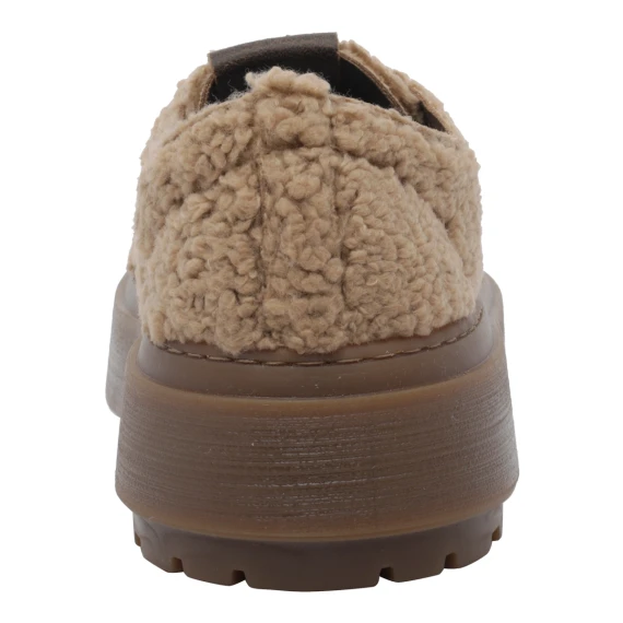 Beige calf leather teddy-effect sneakers Casadei