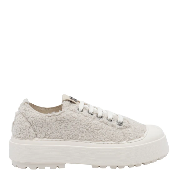 White calf leather sneakers with teddy effect Casadei