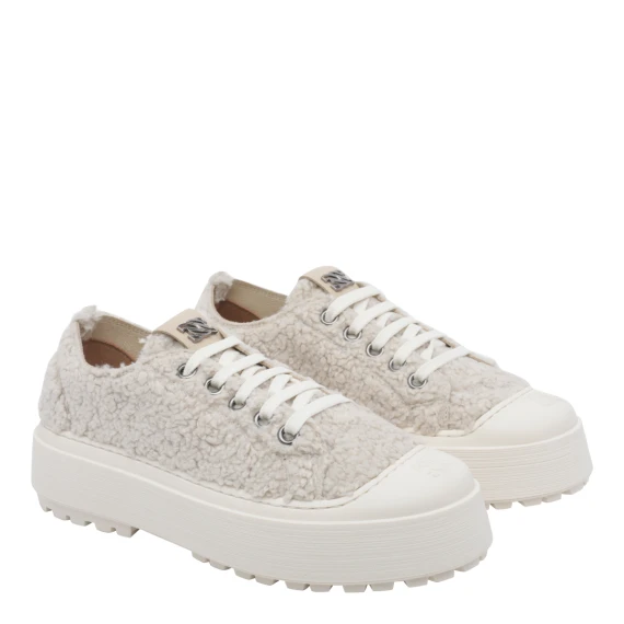 White calf leather sneakers with teddy effect Casadei