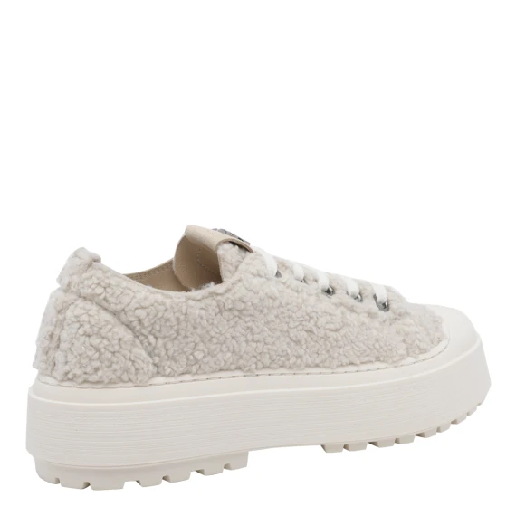 White calf leather sneakers with teddy effect Casadei