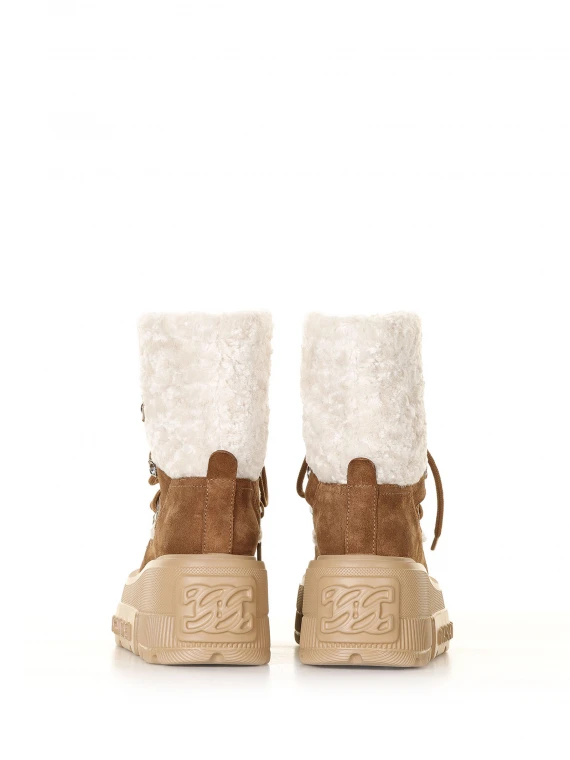 Ankle boot in nappa leather and fur
