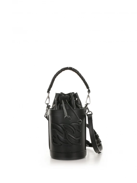 Giulia black leather bucket bag