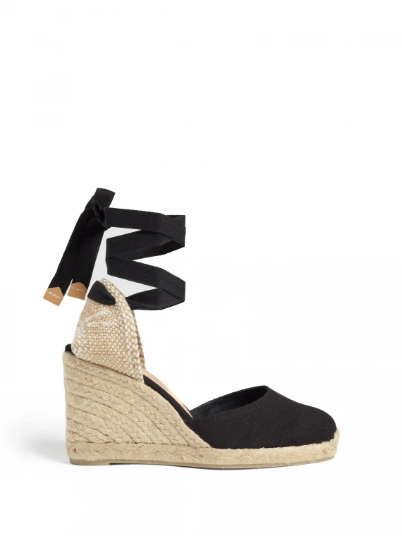 Espadrilles Carina black with laces at the ankle