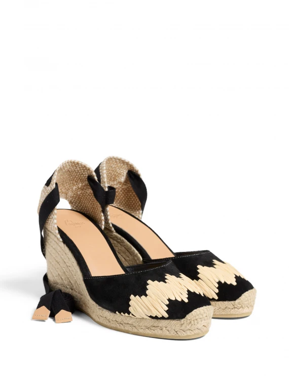 Suede espadrilles with ankle laces