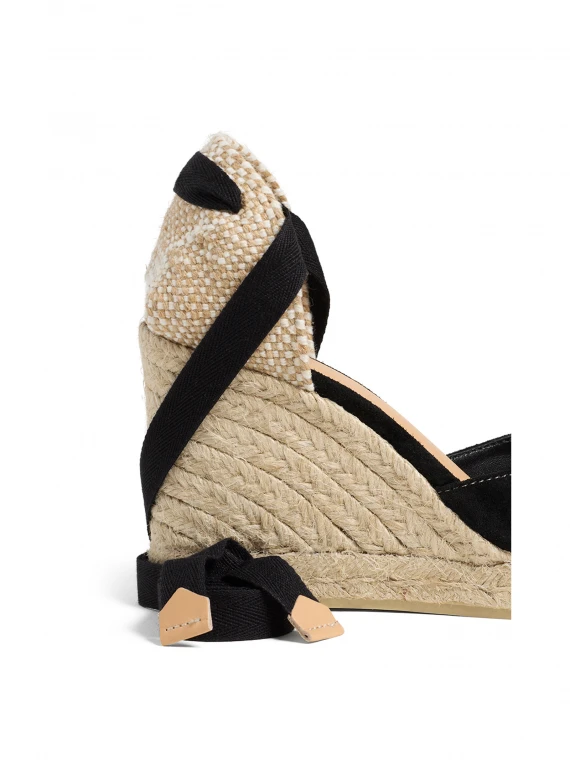 Suede espadrilles with ankle laces