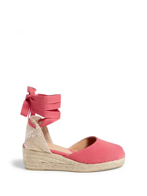 Espadrilles Carina fuxia with laces at the ankle