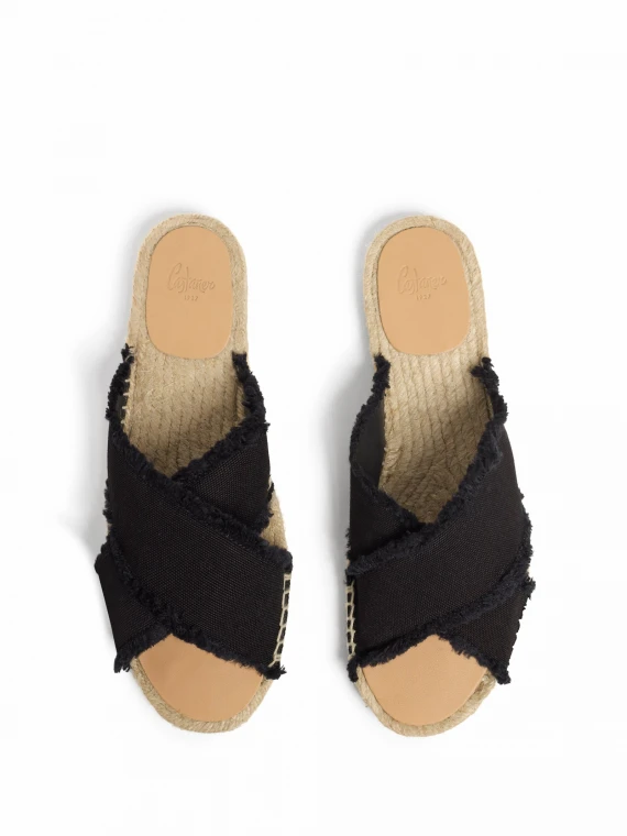 Black Palmera slipper with cross