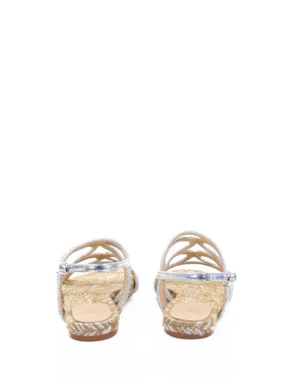 Pitra Flat Sandal with Metallic Handcrafted Weave