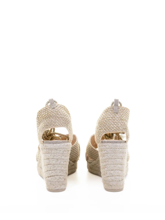 Becca Sandal in jute and rayon with ribbon closure
