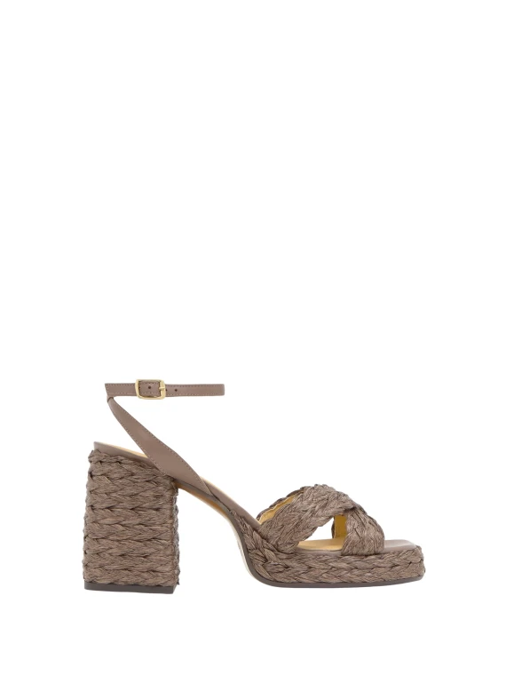 Sandali Valeriette in Rafia Color Taupe di Castañer