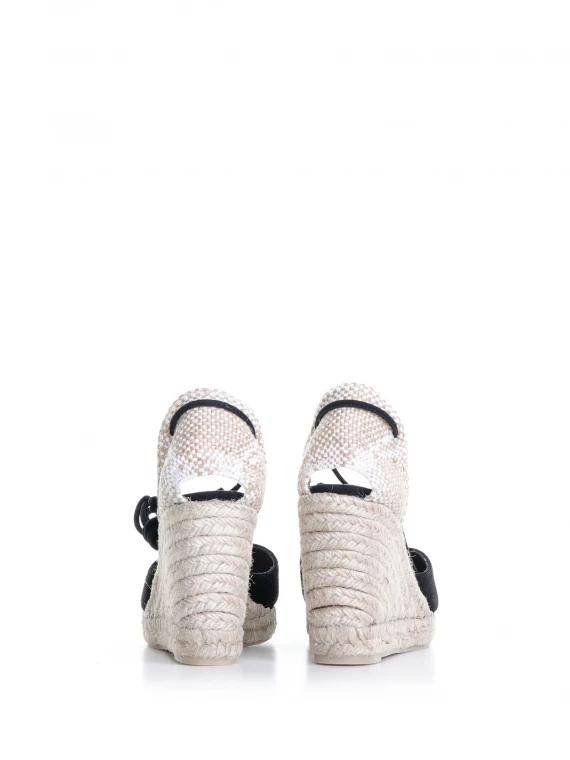 Zeppa Carina con lacci caviglia nero