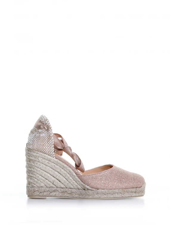 Pink Carina wedge with ankle laces