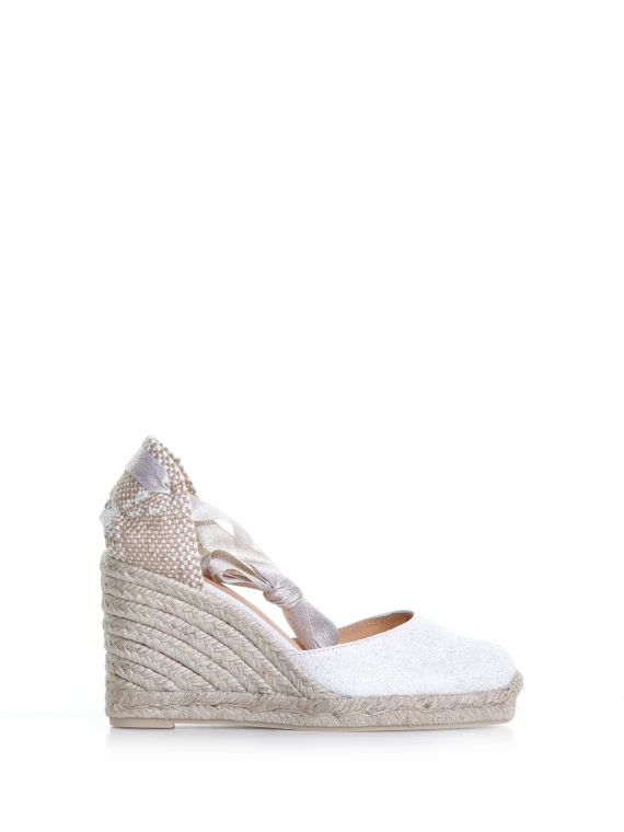 Zeppa Carina con lacci caviglia bianco