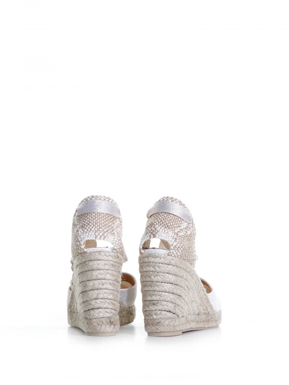 Zeppa Carina con lacci caviglia bianco