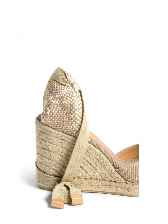 Beige Carina wedge with ankle laces