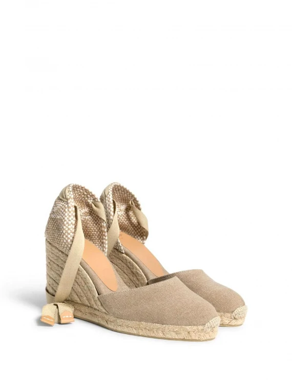 Zeppa Carina con lacci caviglia beige