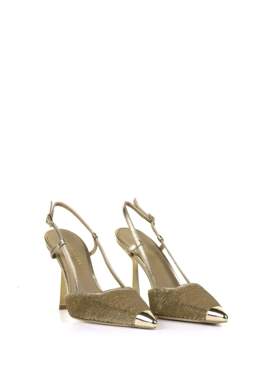 Chanel gold slingback