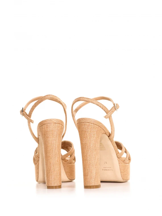 Open sandal with platform and strap