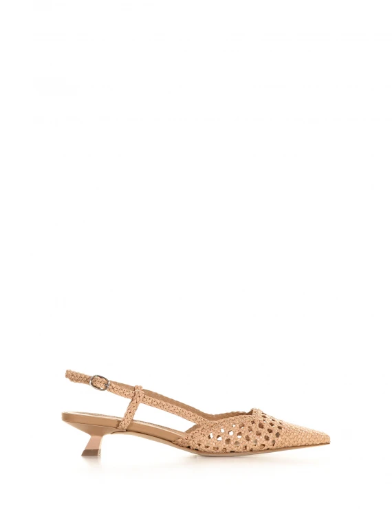Nude slingback in woven leather
