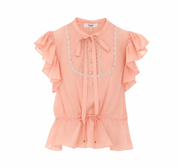 Top rosa in seta con fiocco