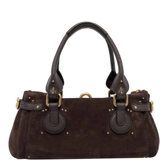 Paddington shoulder bag in suede calfskin Chloè