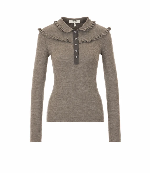 Henley shirt in wool and silk Chloè