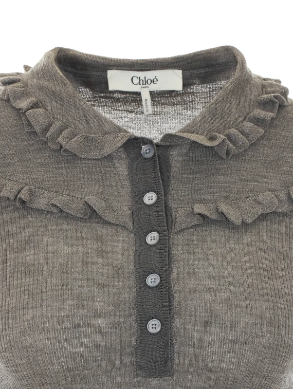 Henley shirt in wool and silk Chloè