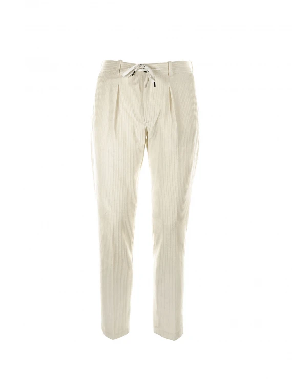 Cream trousers with drawstring