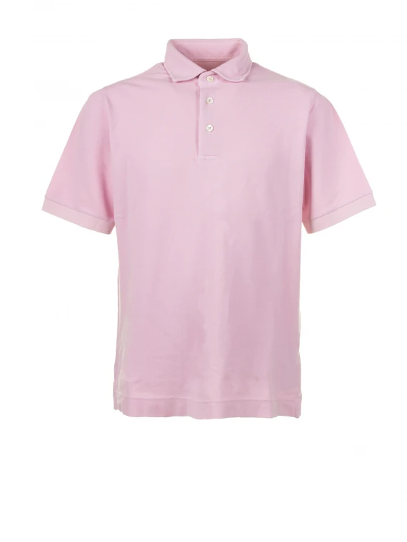 Pink short-sleeved polo shirt