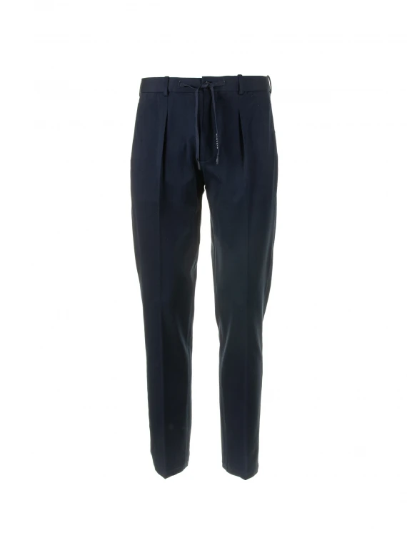 Navy blue trousers with drawstring