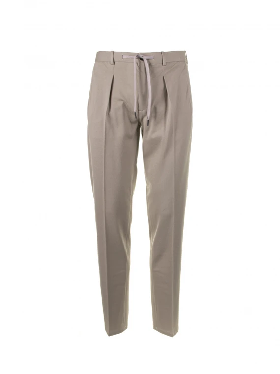 Beige trousers with drawstring