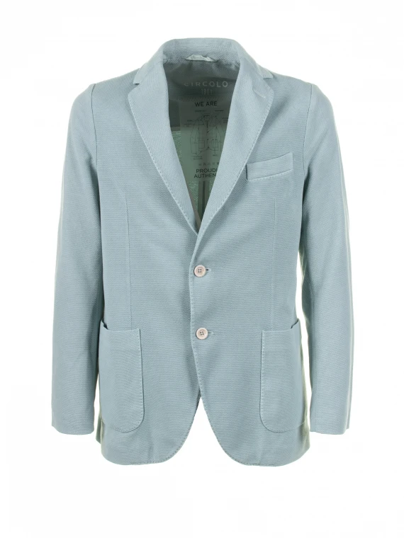 Light blue single-breasted jacket with pockets