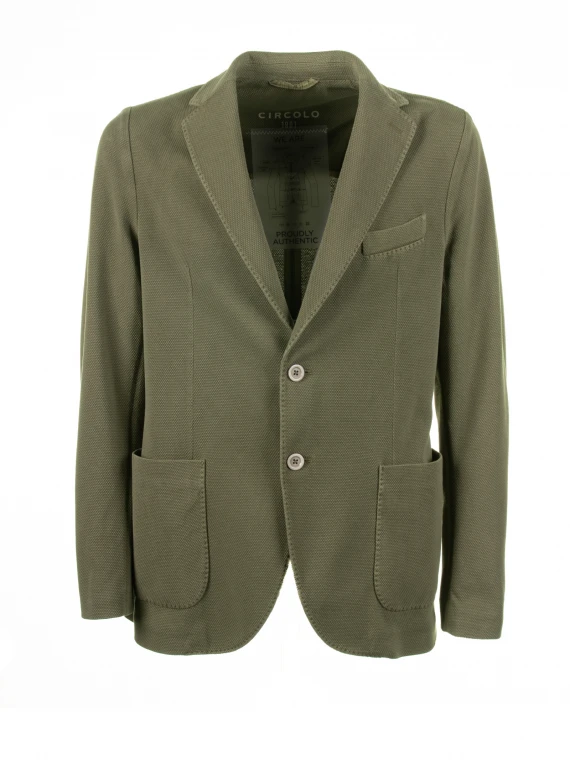 Green single-breasted jacket with pockets