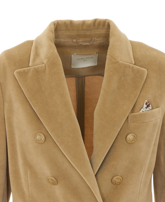 Double Breasted Button Velvet Jacket