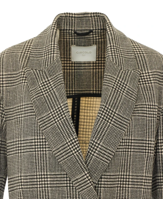 Check Motif Double Breasted Jacket