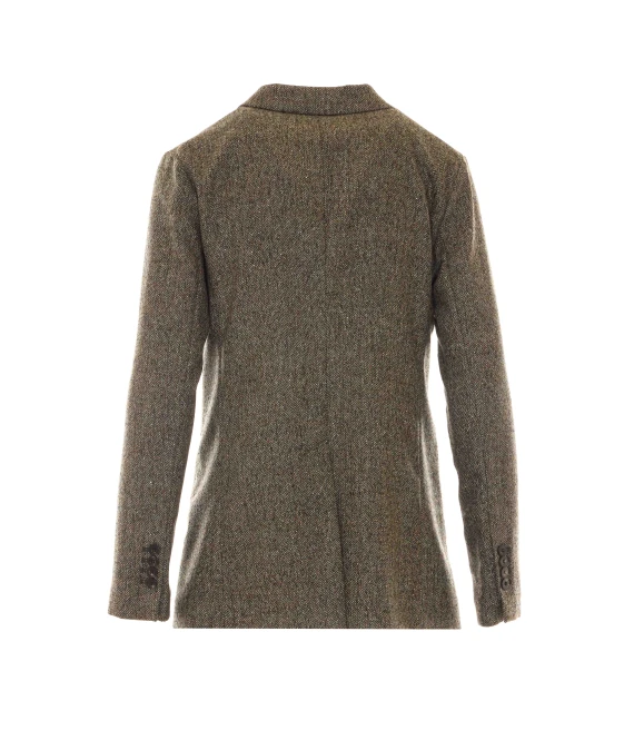 Olive Green Virgin Wool Double-Breasted Jacket Circolo 1901