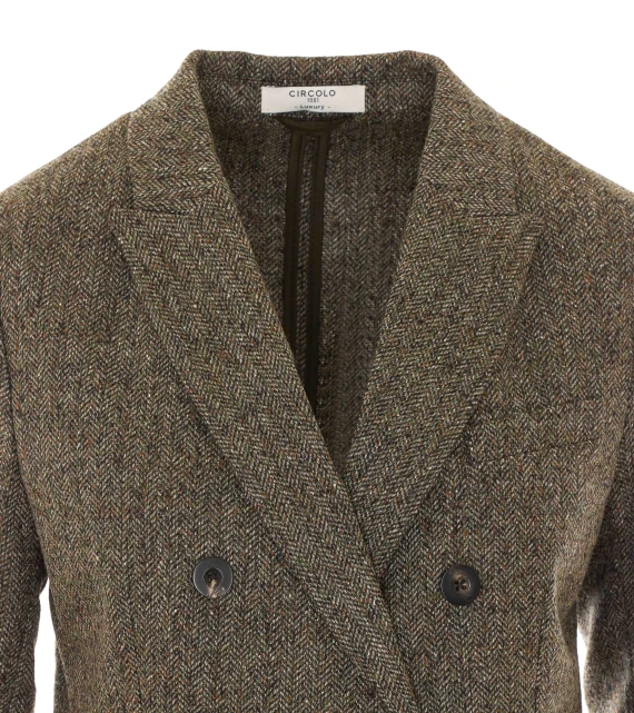 Olive Green Virgin Wool Double-Breasted Jacket Circolo 1901