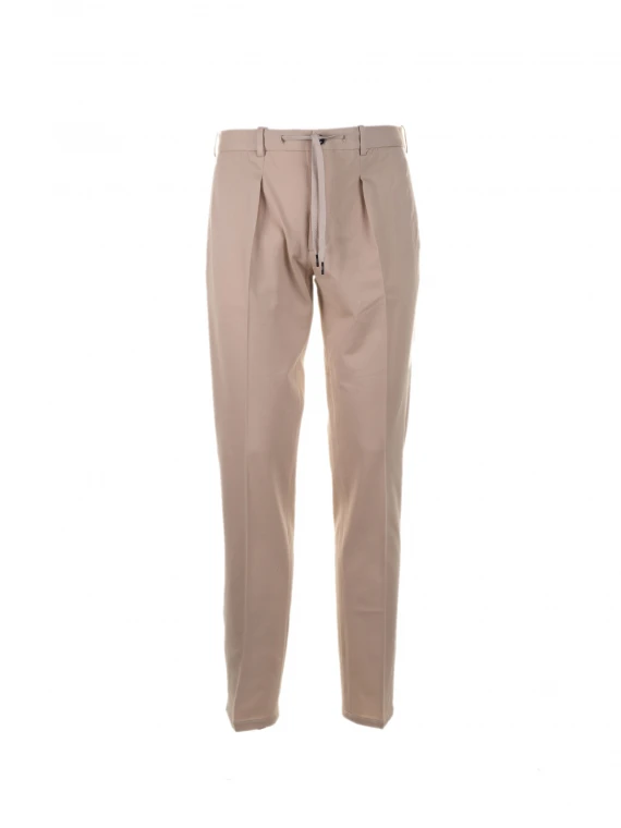 Piqué trousers with drawstring