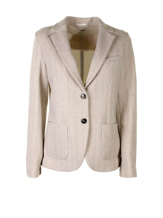Beige single-breasted jacket with pockets