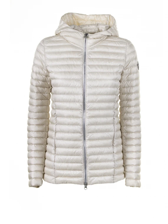 White down jacket with hood