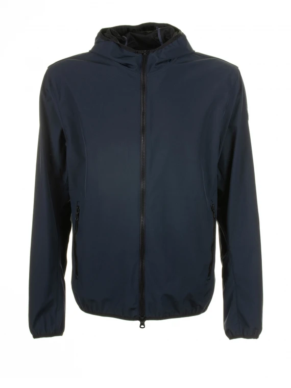 Giubbino blu con zip e cappuccio