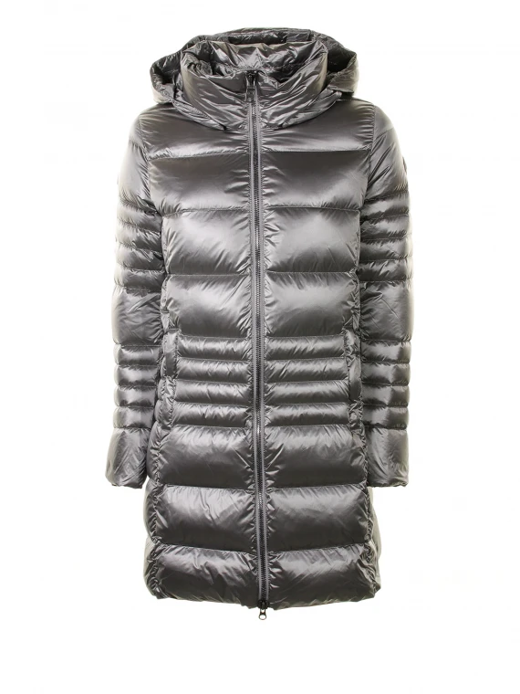 Long down jacket with detachable hood