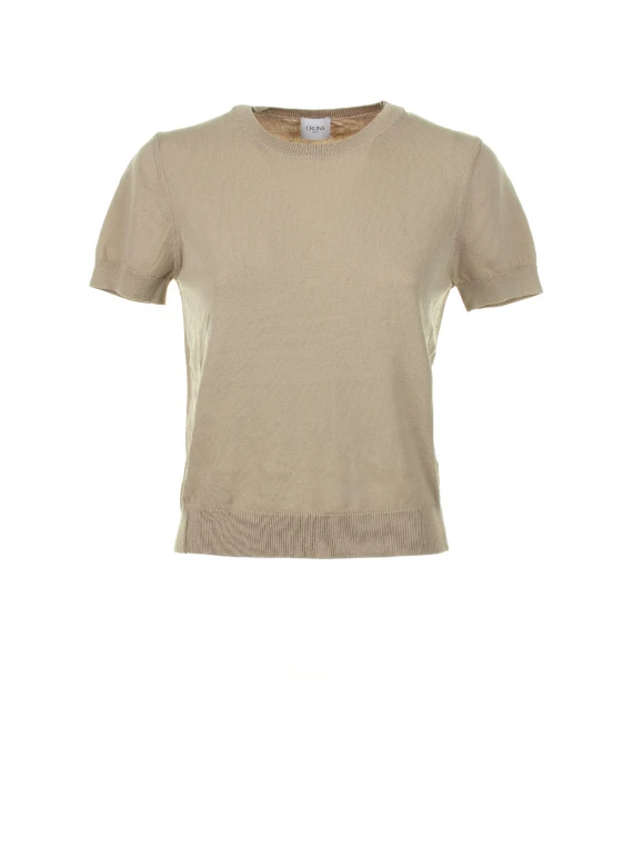 T-shirt in beige cotton thread