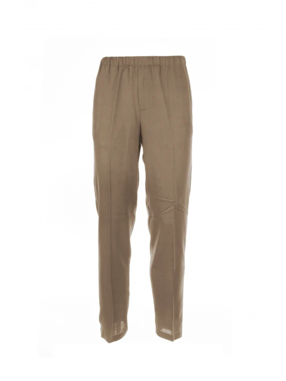 Hazelnut linen blend trousers