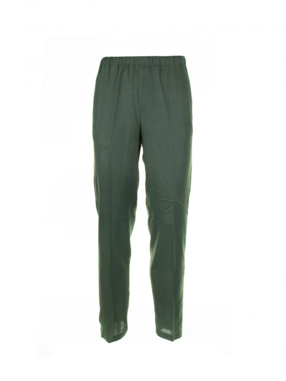 Green linen blend trousers