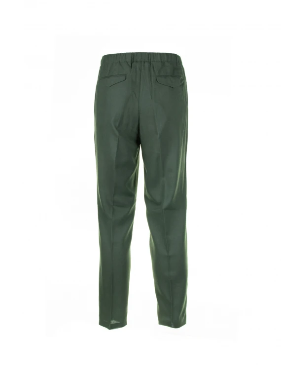 Green linen blend trousers